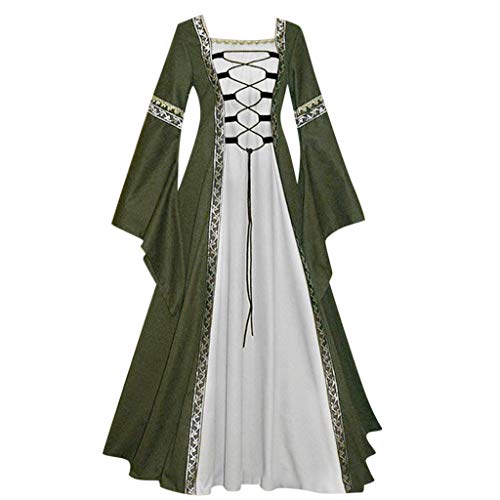 Bokeley Women Medieval Renaissance Dress Lace Up Vintage Floor