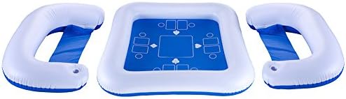 Moguer Pool Float Playing Cards Table and Chairs Set, Inflatable Outdoor Swimming Pool Float Raft Floting Lounge Toy for Adults &amp; Kids