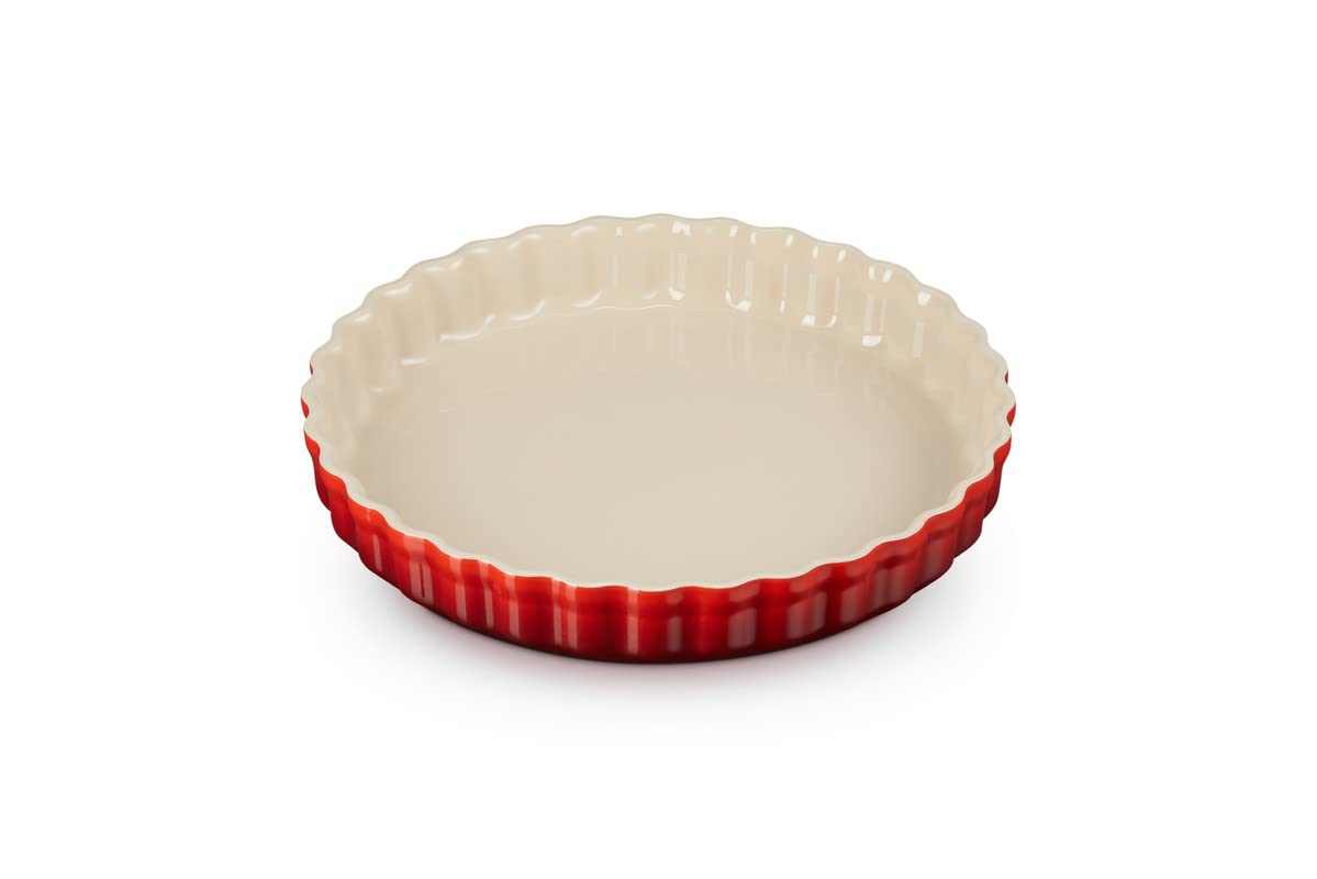 Le Creuset Heritage Fluted Flan Dish, Stoneware, 28 cm, 1.82 kg, Cerise, 71120280600001