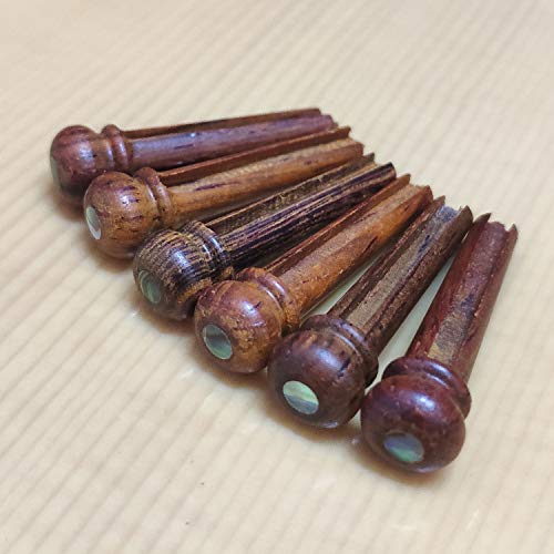 Vencetmat Cocobolo Guitar Bridge Pins, Vintage Style, Slotted, Green Abalone Dot Inlaid. - Thumbnail 5