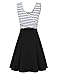 MISSKY Women's Striped Long Sleeve Scoop Neck and V Neck Swing Mini Cocktail Dress