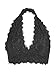 Floral Lace Halter Bra Bralette (M Black)