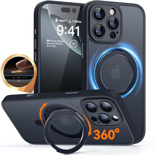 CANSHN 360° Ständer für iPhone 16 Pro Max Hülle, Matt Schwarz