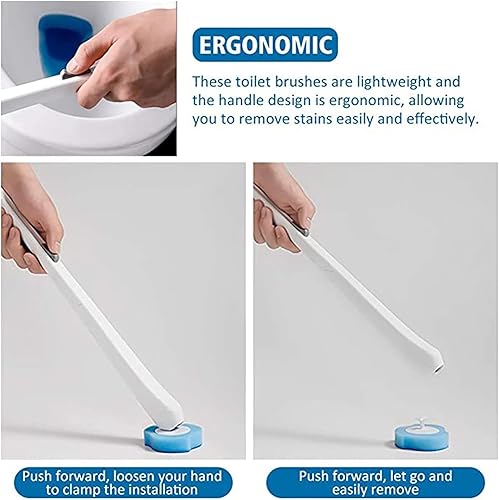 SKY-TOUCH Disposable Toilet Brush and Holder Bathroom Cleaner Kit with 16 Wand Replacement Heads - Disposable Touch Free & Hygienic Bathroom Accessory for Sparkling Toilet Bowl