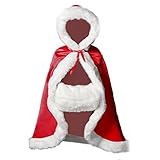 Flower Girl Cape Winter Wedding Cloak for Infant Junior Bridesmaid Hooded Reversible with Fur Trim