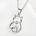 FLYOW S925 Sterling Silver Cute Cat Pendant Necklace, 18