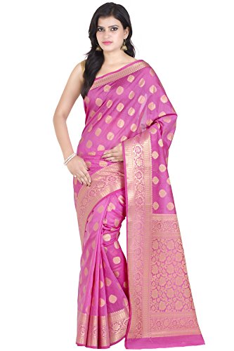 Chandrakala Women s Traditional Pink Cotton Silk,Banarasi Style Saree