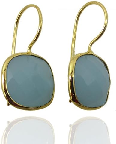 Best Value ! Part wear designer Aqua chalcedony earring set in gold plated
