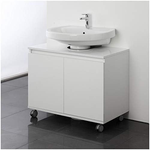 FERIDRAS - Mueble bajo lavabo cubrecolumna blanco brillante 80 cm sobre