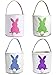 Easter Basket, Bulk Soft Easter Egg Hunt Basket for Kids Bunny Canvas Tote (4 Pieces, G Red Blue Purple Green)