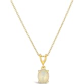 LE VIAN 0.80 Carat White Opal Pendant Necklace for Women I 14K Yellow Gold Plated 925 Sterling Silver Pendant for Her I 18 Inch Chain Necklace With Spring Ring Clasp I V Bail Dangle Charm