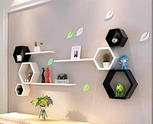 MingXinJia shelf storage racking Wall Shelf Wall Frame Free Wall Hanging Wall Creative Lattice TV Background Wall Decoration Living Room Wall Partition Storage Rack Shelf Partition Plate Bear heavy w
