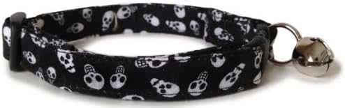 CritterGearBreakaway Cat Collar in Black and White Mini Skulls (Handmade in The U.S.A.)