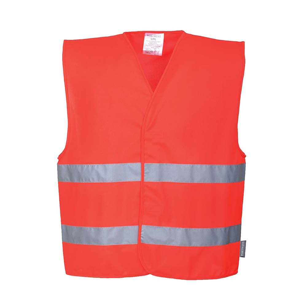 Portwest Hi-Vis Two Band Vest, Size: XX/3X, Colour: Red, C474RERXX/3X