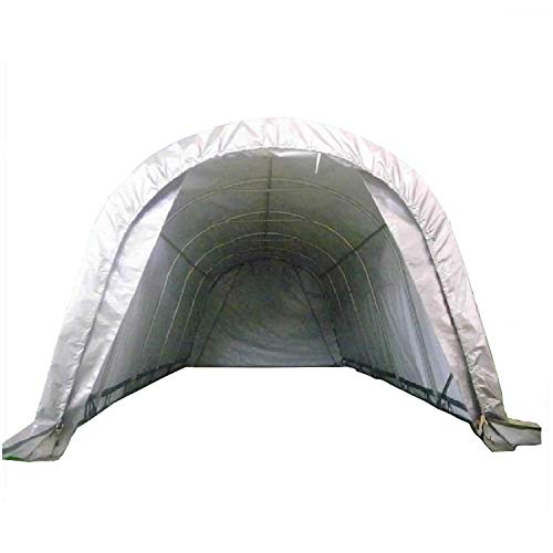 DELTA Canopies 20'x12' Carport Grey/White - Garage Storage Canopy Shed Car Truck Boat PE - Round (Best Portable Garage For Snow Load)