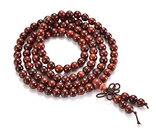 anzhongli JIIUZUO Mala Beads Bracelet Necklace for Men Women 108 6mm Natural Wood Beads Elastic Cord - Thumbnail 2