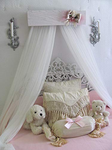 Princess Bed Crown Canopy Crib Baby Nursery Decor Shabby Chic Princess Girl's Bedroom FREE White curtains Vintage inspired Chalk paint SO ZOEY BOUTIQUE SALE