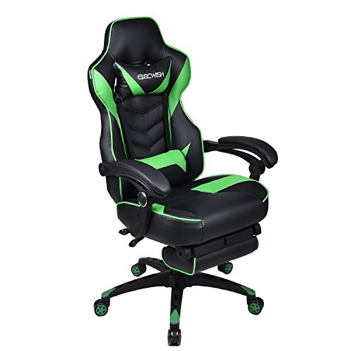 Gaming Chair Black Green for Adults with Footrest,High Back Swivel Computer Office Chair with Pillows and Lumber Support Gaming Chair Black Green for Adults with Footrest,High Back Swivel Computer Office Chair with Pillows and Lumber Support