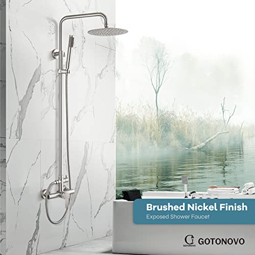 gotonovo Outdoor Shower Faucet SUS304 Shower Fixture System Combo Set