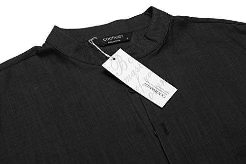 3 COOFANDY+Cotton+Henley+Sleeve+Hippie