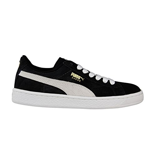 PUMA Suede Junior Sneaker (Little Kid/Big Kid) , Black/White, 12 M US Little Kid