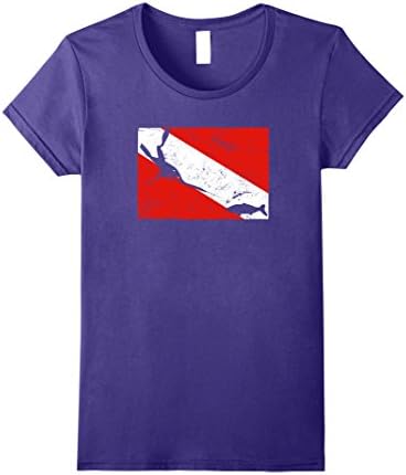 Womens Dive Flag Spearfishing T-Shirt Freediving Tee Large Purple