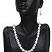Gem Stone King 3pc Cultured Freshwater White Pearl Necklace Bracelet Earrings for Women | Wedding Pearl Jewelry Sets for Bride Bridesmaid Women | Mothers Day Birthday Valentine's Day Gifts