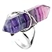 JOVIVI Jewelry Gemstone Hexagon Beads Healing Point Chakra Good luck Finger Ring --Adjustable Size (Fluorite Stone)