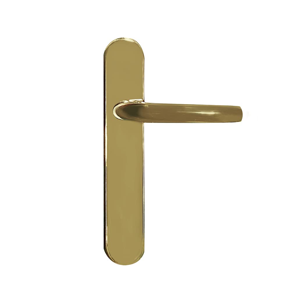 Micel - 05855 Door Handle Set with Curved Angle Plate and Stainless Steel Handle, PVD Gold, 225 x 138 x 66 mm