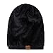 PAGE ONE Mens Beanie Hat Thick Fleece Lined Knit Hat Solid Cap Men Women(Black)