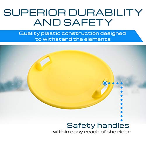 Harvil 24-Inch Saucer Snow Sled for Kids and Adults - Superstar, Yellow