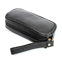 Stonkraft Leather Toiletry Bag Grooming Cosmetic Hygiene Bathroom Pouch Dopp Kit Case Makeup Shaving Kit Hanging Travel Organizer Gift (Black)