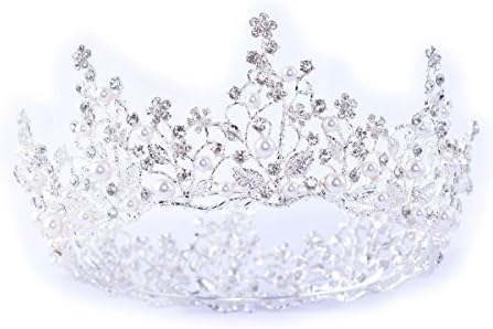 SSNUOY Silver Rhinestone Crystal Bridal Crown Dress-up Princess Tiaras Costume Roleplay Hair Jewelry