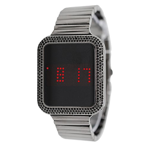 Techno Pave Black Gold Plated Iced Out Square Digital Touch