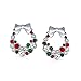 Fashion Sparkling Christmas Bow Red Green White Crystal Holiday Wreath Stud Earrings For Women Teen Crystal Silver Plated