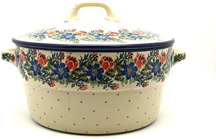 Polish Pottery Baker - Round Covered Casserole - Garden Party