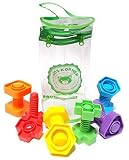 Jumbo Nuts and Bolts For Toddlers - Fine Motor Skills Rainbow Matching Game Montessori Toys For 1 2 3 Year Old Boys and Girls | 12 pc Occupational Therapy Educational Toys with Toy Storage + eBook