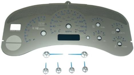 US Speedo SS GM 99B - Stainless Steel With Blue Numbers - 100 MPH No Trans - for: GM Silverado, Sierra, Yukon, Tahoe