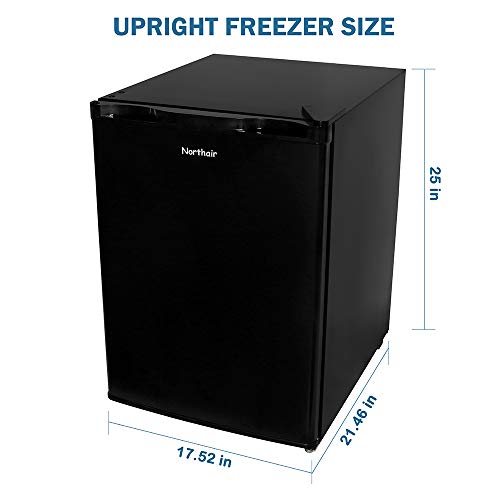 Northair Upright Freezer with 2.1 Cubic Feet Capacity, Compact Reversible Single Door Table Top Mini Freezers for Ice Cream/Breast Milk/Sea Food, Removable Shelf, Adjustable Thermostat - Thumbnail 3