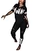 Akmipoem Women Letter Print Two Piece Outfits Short Sleeve T-Shirt Tops and Skinny Long Pants Tracksuits Set