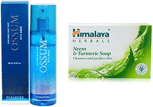 Ossum Pleasure Body Mist For Women, 190ml and Himalaya Herbals Neem And Turmeric Soap, 125g (Pack Of 6)