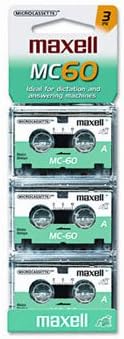 Maxell® Dictation and Audio Cassette CASSETTE,MICRO,60M,3/PK (Pack of30)