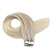 Fshine Tape in Hair Extensions 16 Inch Balayage Ash Blonde to Golden Blonde and Platinum Blonde Tape in Human Hair Extensions 20pcs 50g Straight Natural Remy Hair Tape in Extensions