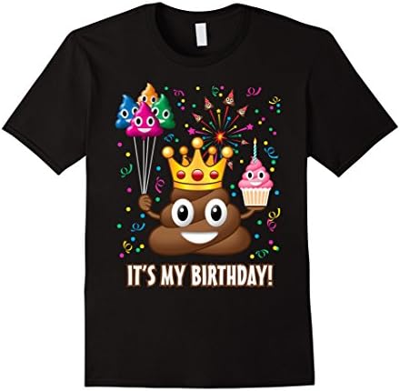 Mens It's My Birthday Poop Emoji T-Shirt 2XL Black