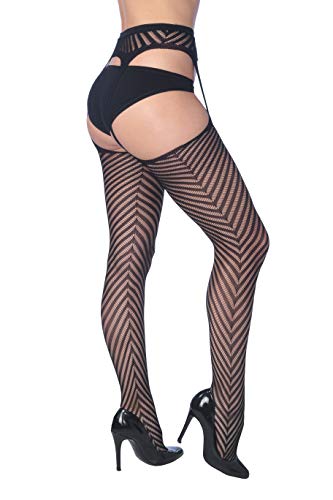 4 Pack Sexy Fishnet Stocking Tights Hosiery For Women By Frenchic Extended Sizes (M/L, 4-B Suspenders)