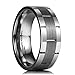 King Will CLASSIC 8mm Comfort Fit Flat Top Brushed Center Tungsten Carbide Ring Grooved Wedding Band