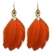 Jiayiqi Girls New Summer Style Gentle Plume Tassel Eardrop Long Pendant Fishhook Earrings Orange