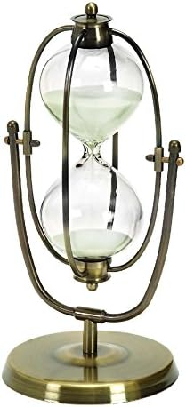 EcWorld Enterprises 7765185 Large 13 In. Handcrafted Antique Replica Metal &amp; Glass Desktop Hourglass