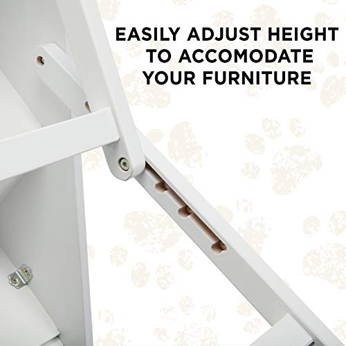Arf Pets Wood Dog Stairs, 4 Levels Height Adjustment Wide Pet Steps, Foldable, White - Thumbnail 6