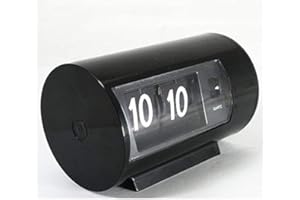BHning Retro Table Clock Auto Flip Clock 12 Hours AM/PM Format Display Timepiece Desk Clock Flip Page Turning Clocks (Black)